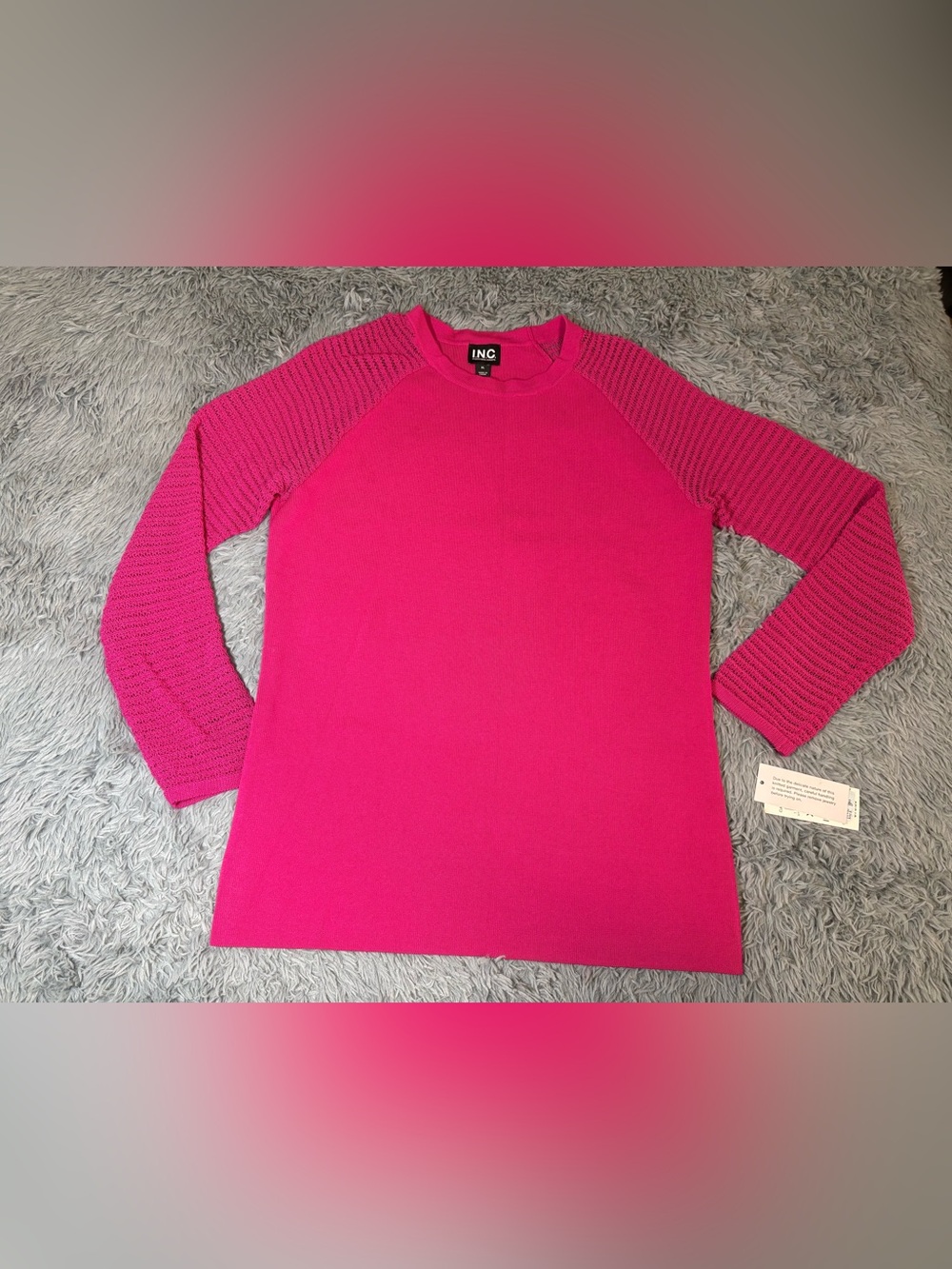 INC International Concepts Bright Hot Pink Crewneck Sweater